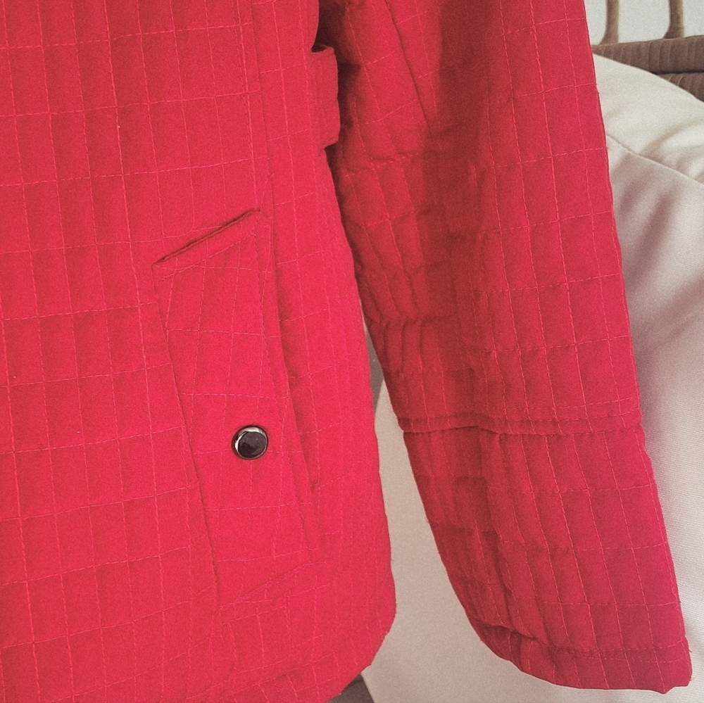 Gallery Quilted Fall Women's Jacket Pockets Zip Lined Red & Brown Size L - Picture 4 of 11